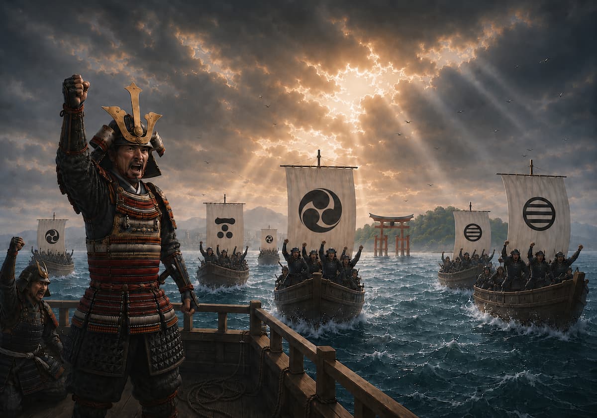 厳島の戦いで勝利した毛利軍