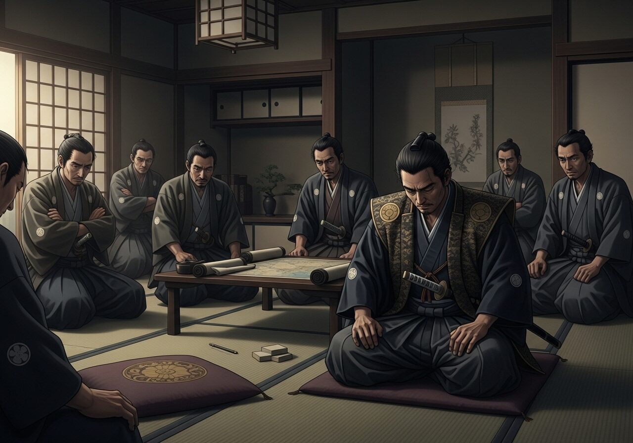 意気消沈する、毛利輝元と家臣団