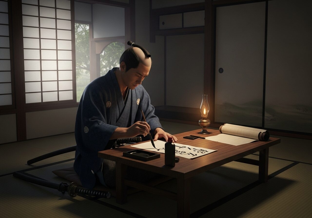 書状を書く桂元澄