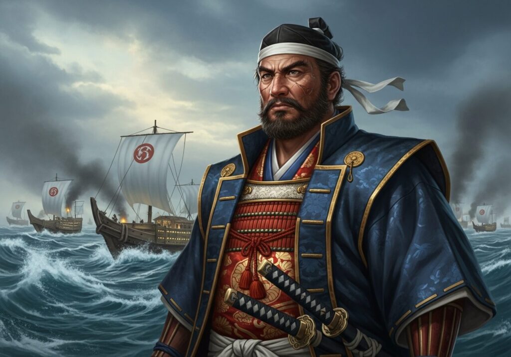 水軍を率いる、九鬼嘉隆