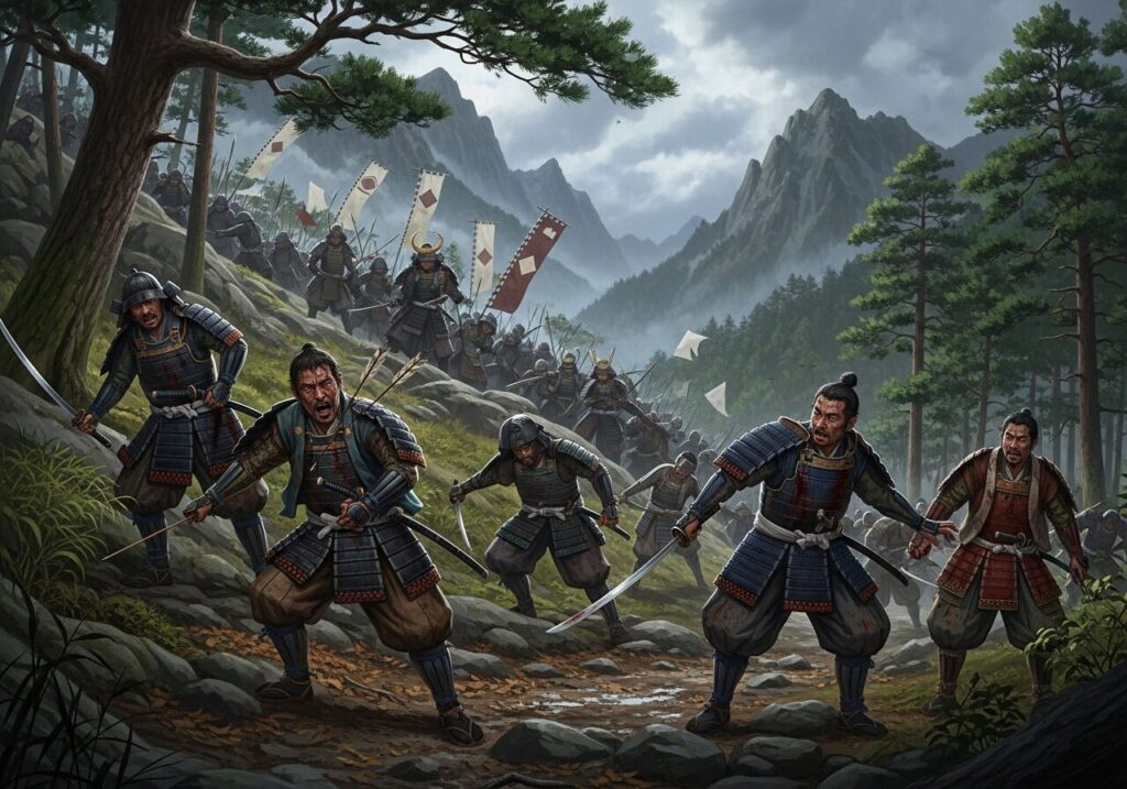 激しい追撃を受ける撤退戦