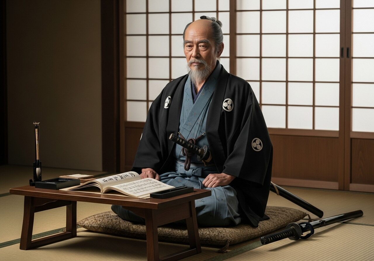 兵法書を読む毛利元就