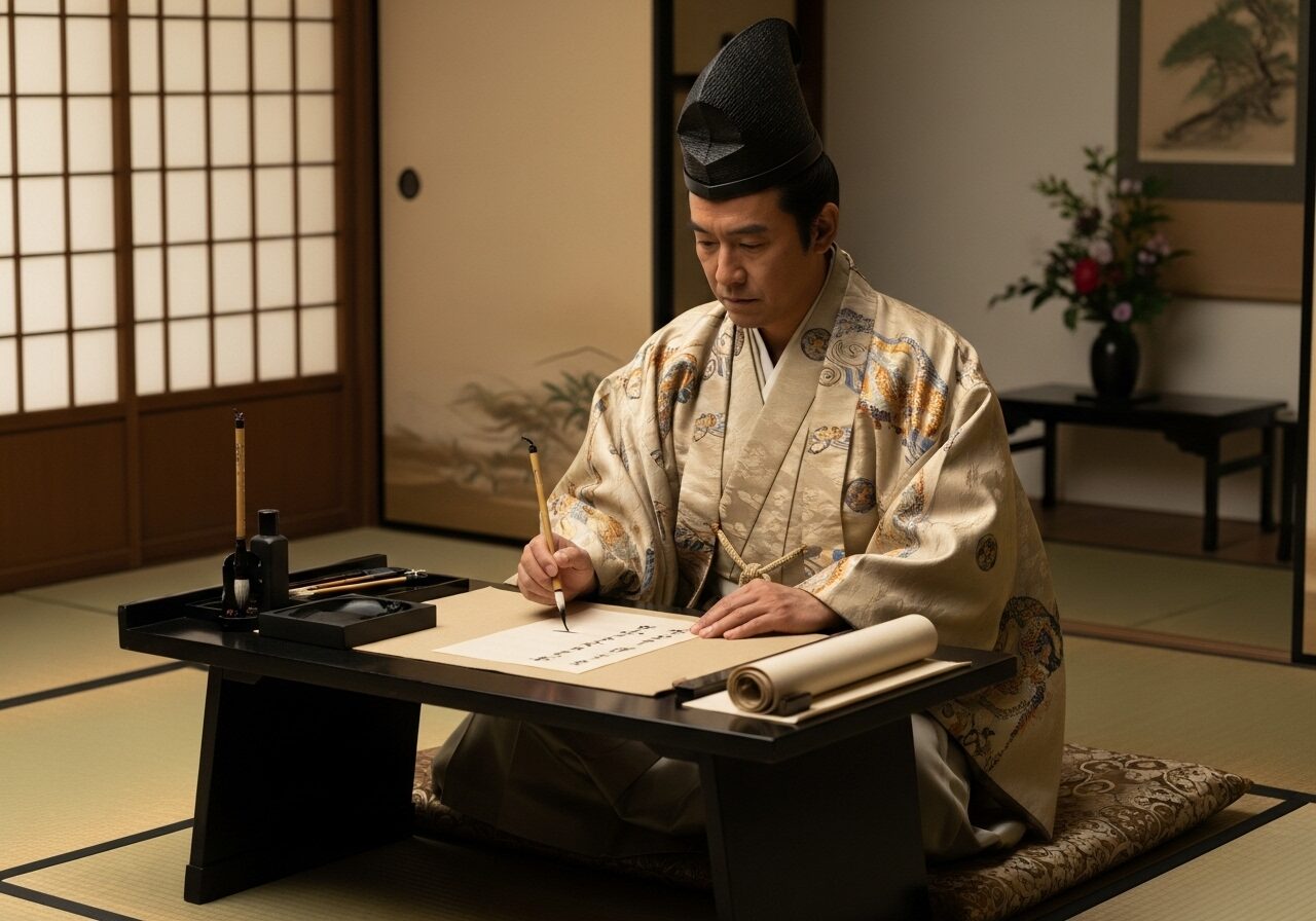 政務を執る大江広元