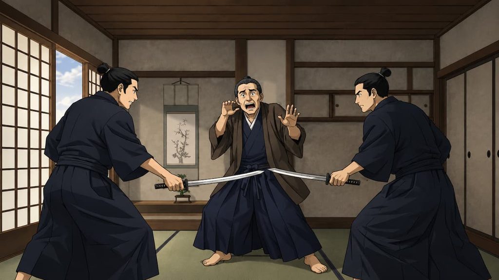 刺客に襲われる侍