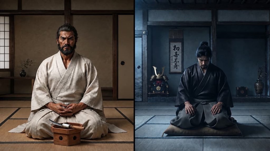 切腹する九鬼嘉隆と嘆く九鬼守隆